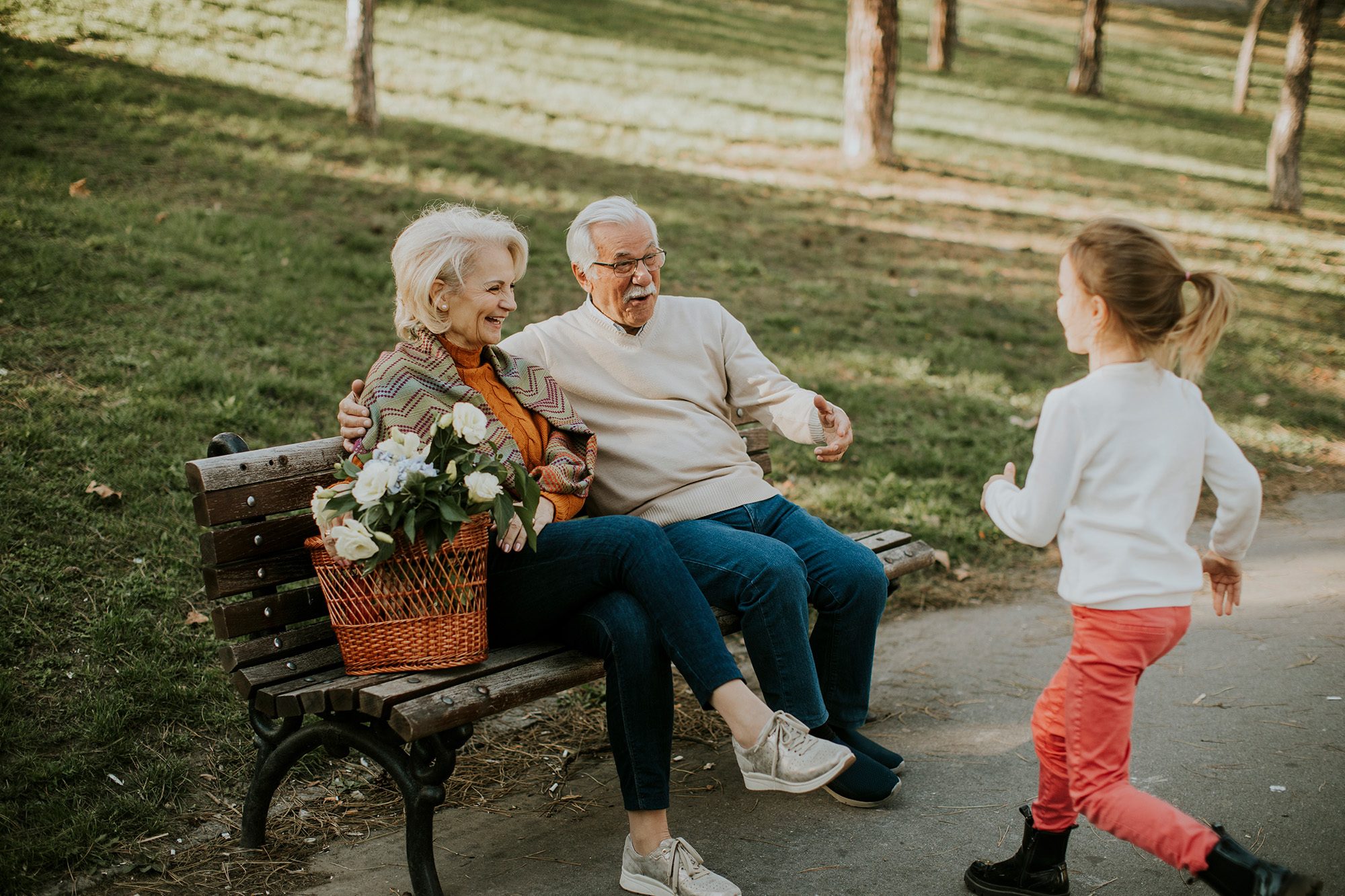 Grandparents at park with Grandaughter